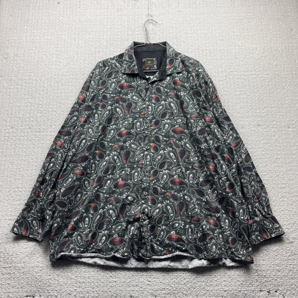 Essere Button Up Dress Shirt Men Sz 2X Abstract Paisley Funky AOP Colorful